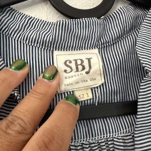 SBJ Austin Blue Striped Sleeveless Sheath Pockets Dress Womens Size Small - Picture 3 of 6